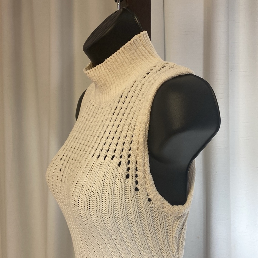 ZARA- Mock Neck Sleeveless Long Chenille Dress-(Ivory, Size S and L - Picture 9 of 14